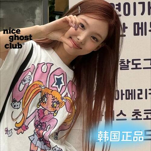 林娜琏同款美少女T恤韩国正品niceghostclub卡通宽松短袖25夏季
