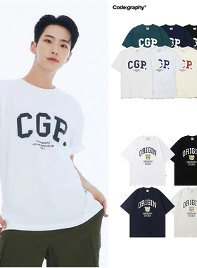 权顺荣同款韩国CGP短袖女codegraphy潮牌宽松24纯棉T恤男情侣