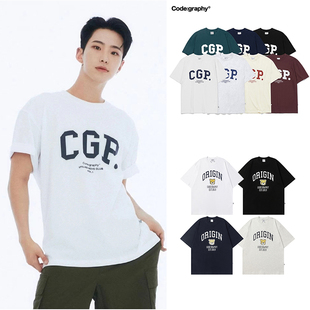 权顺荣同款韩国CGP短袖女codegraphy潮牌宽松24纯棉T恤男情侣