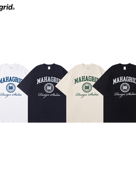 韩国正品潮牌mahagrid MGD学院徽章短袖T恤李龙馥 田小娟同款夏季