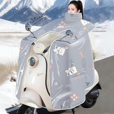 新款钢化膜冬季电动车斗篷式加大加绒加厚全包防风防水保暖挡风被