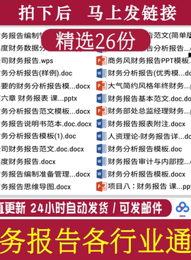 财务报告报表word+PPT模板cx汇报年度公司企业简单详解分析范文
