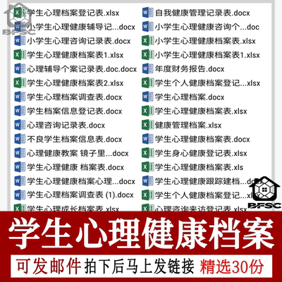 高中小学生心理健康档案表pq成长登记个人咨询辅导不良跟踪调查