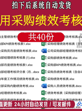 采购绩效KPI考核表指标评分月度经理餐饮工厂企业公司人员gf物料