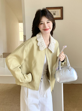 26春大量现货主推皮衣外套短蕾丝花边翻领2B114-2190-P175-K265