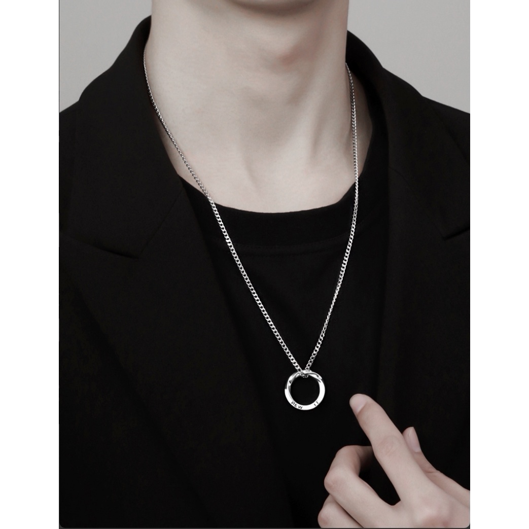 男款钛钢莫比乌斯环项链潮牌高级文艺设计时尚百搭金属质感