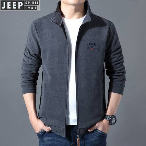 JEEP SPIRIT开衫外套男装立领夹克衫宽松休闲男士卫衣JC1102