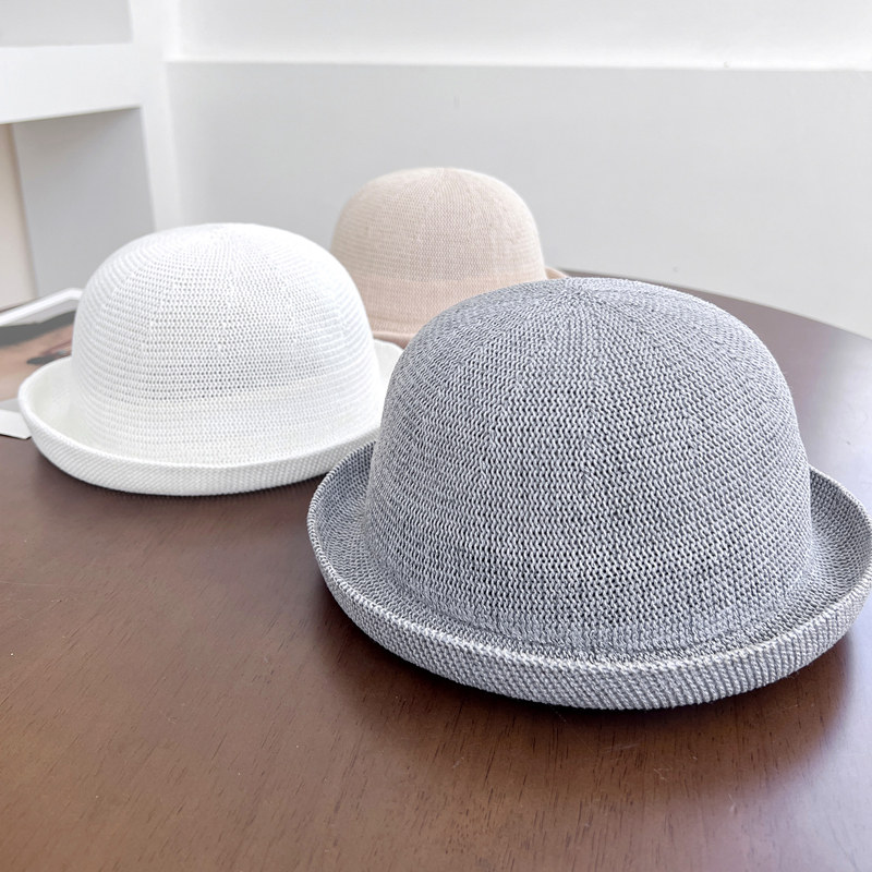 2026新款日系小圆帽夏季透气盆帽百搭卷边帽子女士出游棉麻小礼帽