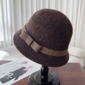 时尚 2025新款 羊毛渔夫帽子女冬季 千金帽子显脸小羊绒盆帽气质礼帽