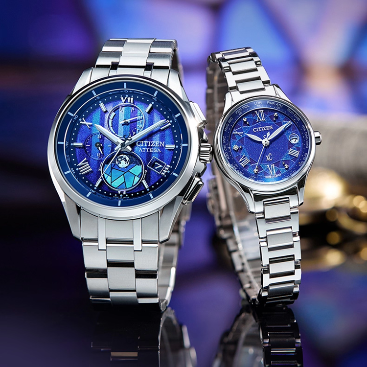 西铁城限量情侣表光能电波舒博钛