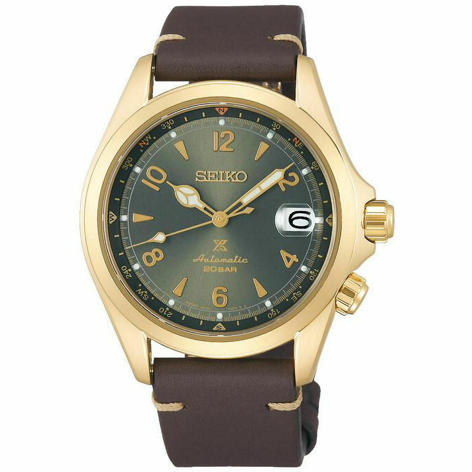 精工指南针机械表蓝宝石镜面