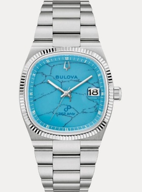 正品BULOVA宝路华复古方形262kHz石英天然石表盘限量版男表96B455