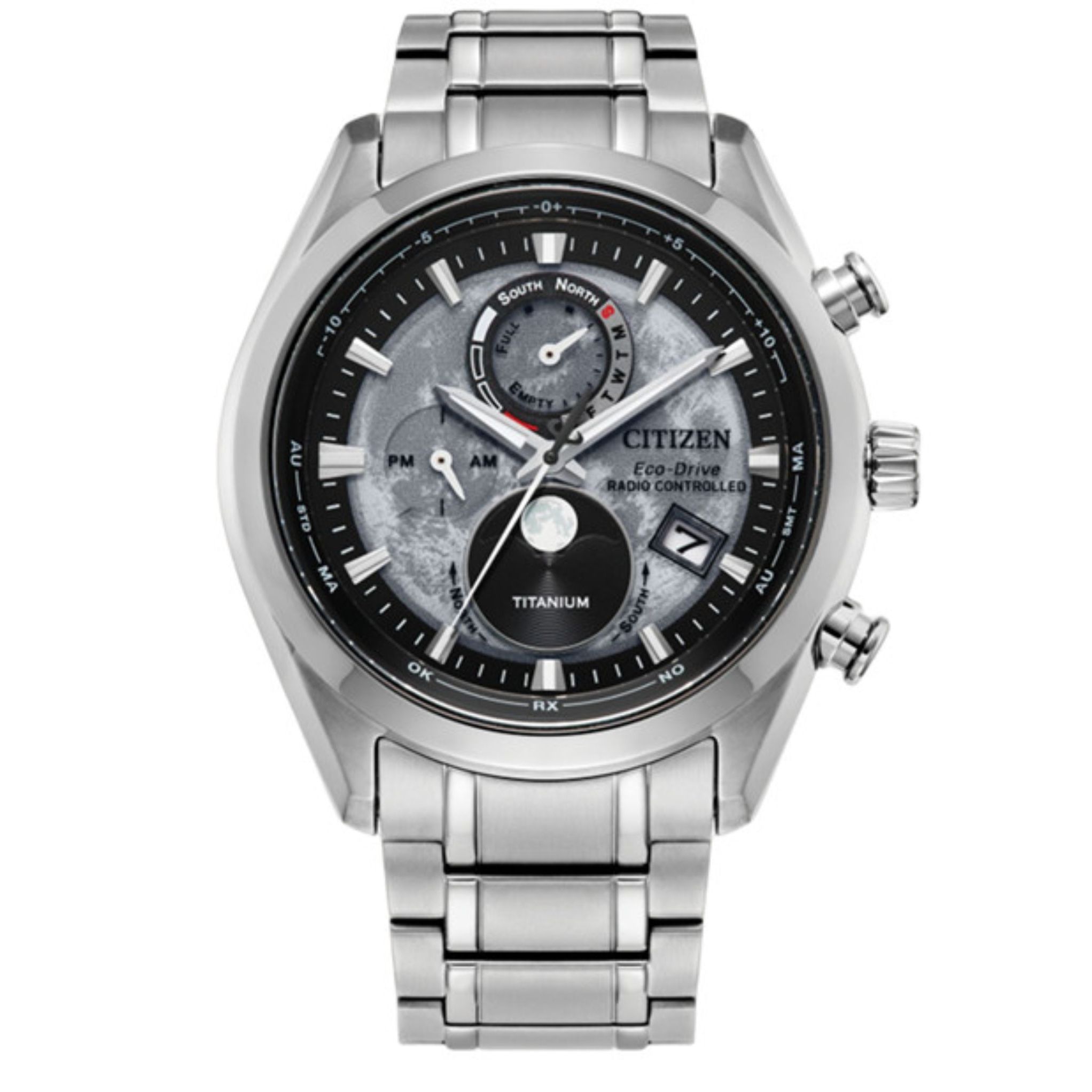 西铁城钛合金月相光波表