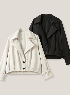 3-5F  C 时尚气质纯色洋气通勤长袖戗驳领外套SS26372