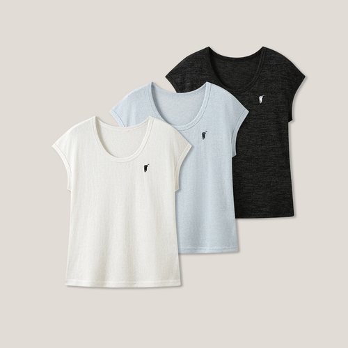 4.10F C 亚麻简约休闲百搭圆领绣小马短袖T恤  SS28029