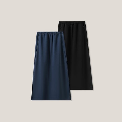 4.10F B 纯色时尚气质休闲百搭松紧腰轻奢半身裙ss26233