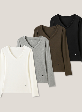 1-27F  C 时尚百搭针织V领长袖修身T恤打底衫SS26357