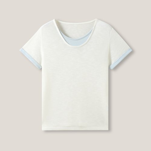 6.22F  B 简约休闲百搭圆领假两件短袖T恤SS28027