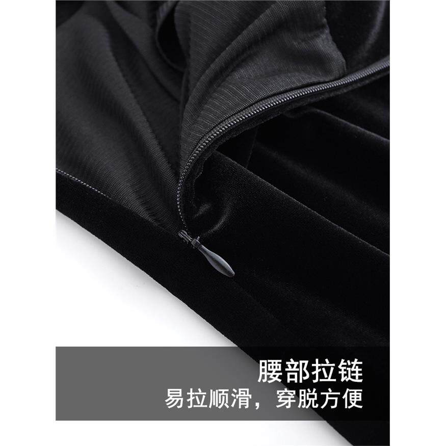 金丝绒a字半身裙女春秋中长高腰显瘦大摆伞裙黑色高级感气质长裙