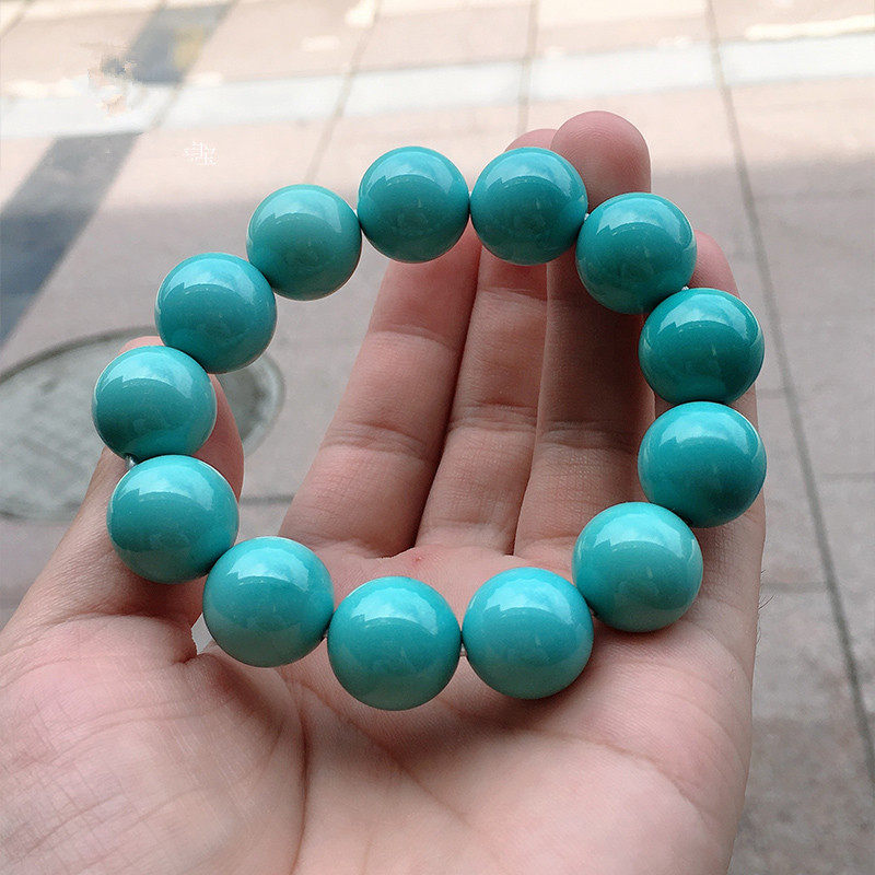 天然原矿绿松石手串手链单圈108串高瓷蓝圆珠散珠老型男女