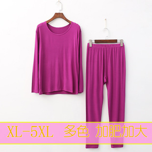 中老年人胖mm加肥宽松不勒衬衣衬裤 女薄款 套装 秋衣秋裤 莫代尔大码