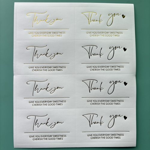 Thank you烫金标签甜品杯芋圆烧仙草杯装饰贴纸奶茶瓶不干胶贴纸