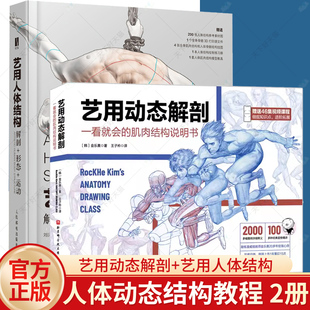 艺用动态解剖+艺用人体结构解剖形态运动 全彩肌肉结构人体骨骼理解人体形态学画画游戏动漫人物绘画原理教学临摹素材绘画技法教程