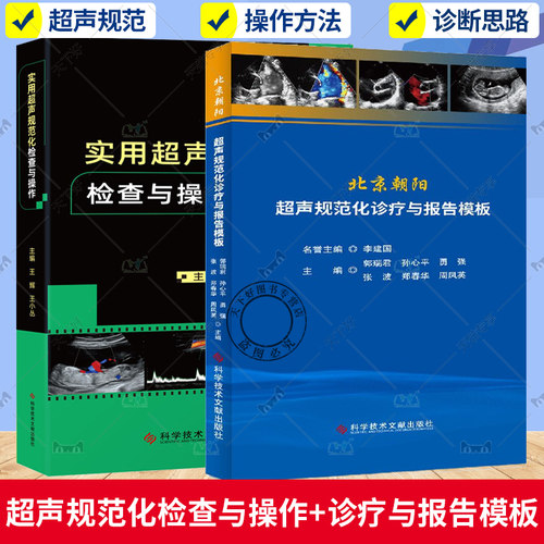 任选】北京朝阳超声规范化诊疗与报告模板+超声医学报告书写规范2册 超声医师规范化检查ct影像学b超声影像医学