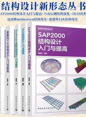 6册SAP2000结构设计入门与提高Tekla钢结构深化3D3S结构设计迈达斯midasGen结构设计盈建科YJK结构设计Grasshopper参数化结构设计