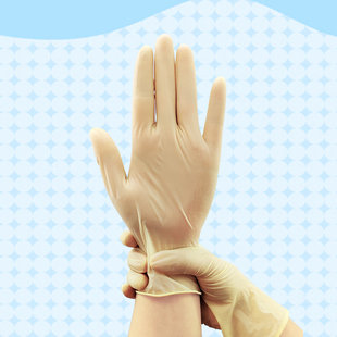 隆华泰一次性乳胶手套工业防滑美容美甲家务清洁洗碗防水橡胶无粉