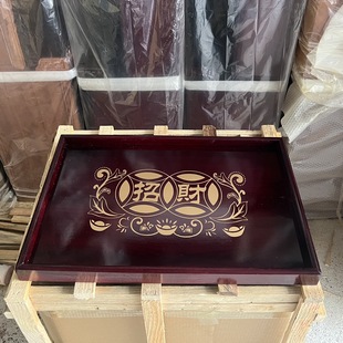 朱红色招财托盘长方形大盘木托盘桶盘木茶盘供神端菜木端盘大供盘
