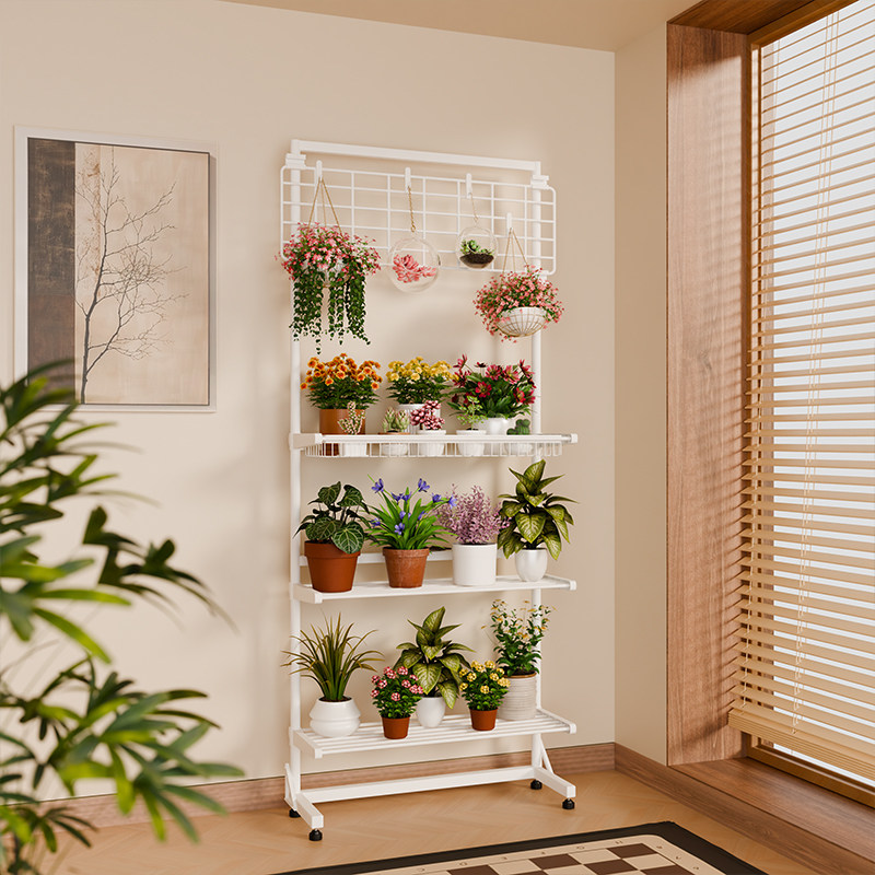 多肉花架置物架铁艺层架多层阳台爬藤架子客厅落地花盆托架多功能