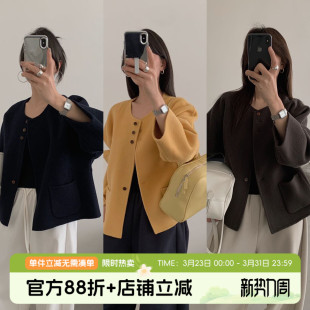 新款 洋气外套2023秋冬季 时髦大衣 上新女童短款 布丁哈鲁冬装