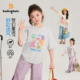 新款 洋气上衣2026夏季 儿童卡通童话圆领T恤 女童童装 布丁哈鲁夏装
