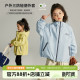 布丁哈鲁春装 洋气儿童连帽防风休闲外套纯色 女童三防2026春秋新款