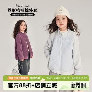 夹棉外套加绒 棉服儿童休闲短款 布丁哈鲁冬装 女童洋气2026新款