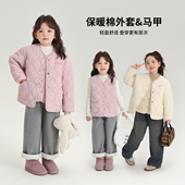 儿童休闲短款 布丁哈鲁童装 新款 女童2026冬季 保暖马甲棉服外套 冬装