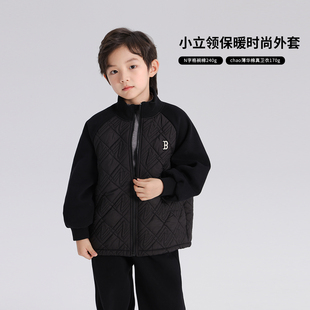 布丁哈鲁冬装男童2024秋冬季新款儿童立领插肩袖保暖时尚外套
