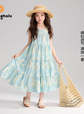 布丁哈鲁夏装女童童装清新裙子2026夏季新款儿童洋气森系连衣裙