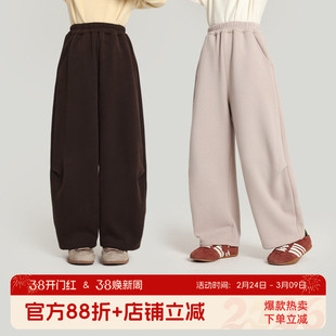 布丁哈鲁冬装童装女童百搭裤子2026秋冬新款儿童加绒休闲长裤