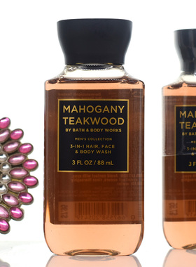 BBW男士桃花木柚木mahogany teakwood保湿洗发沐浴露88ML三3合1