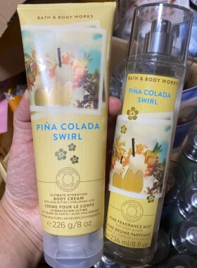 新品BBW椰子菠萝身体喷雾身体霜226g清爽香氛bath &body works