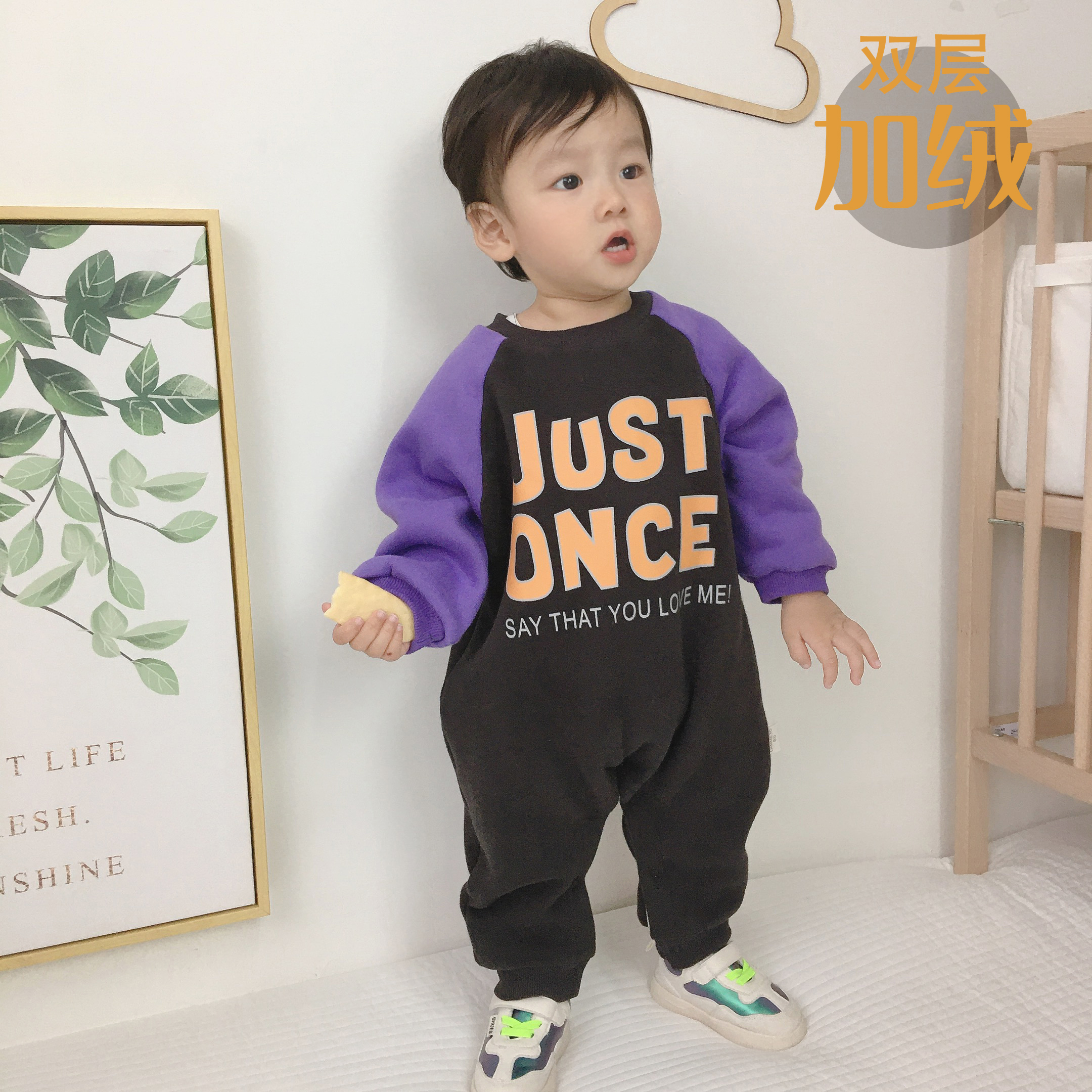 加厚保暖洋气外出哈衣爬服连体衣