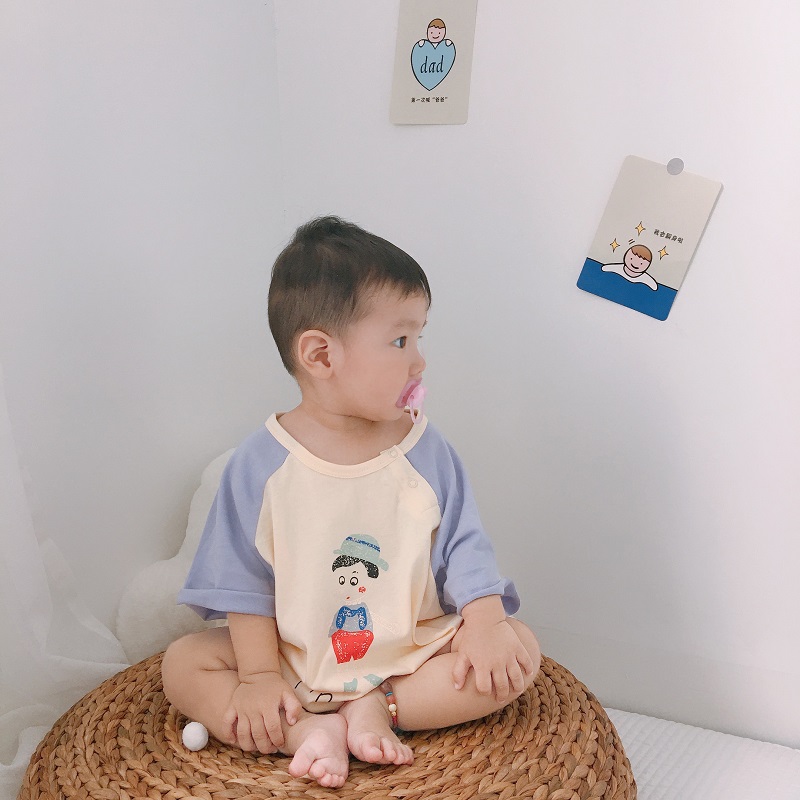 可爱婴儿纯棉哈衣圆领外出连体衣