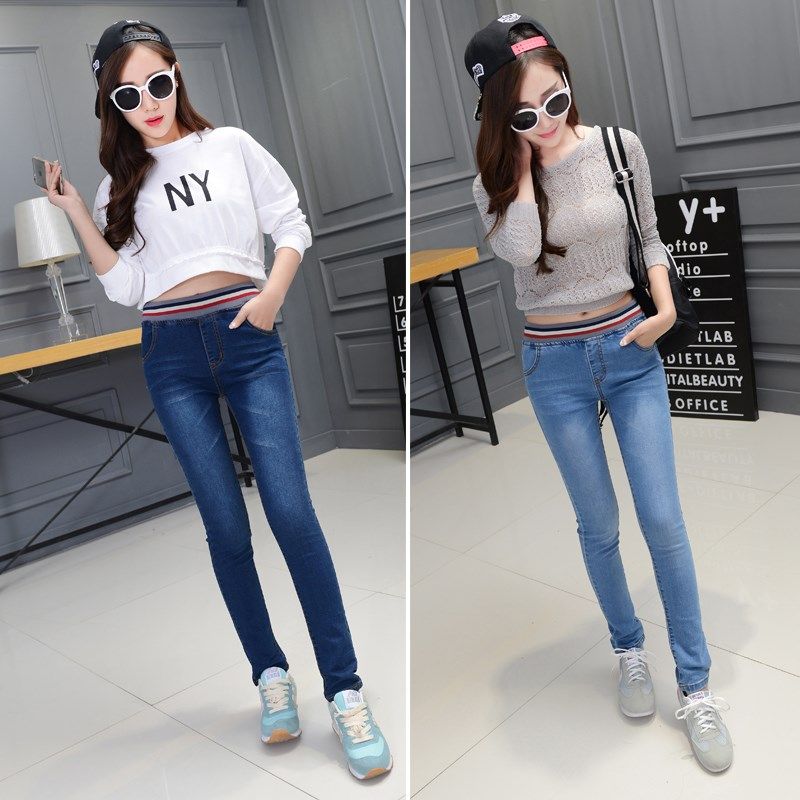 new pattern Korean Edition Elastic waist Jeans Elastic force Easy leisure time Self cultivation Pencil pants Women's wear Feet trousersin the Women's clothing/Boutique , Jeans  category - from Buy2taobao.com to provide professional Taobao agent buy service