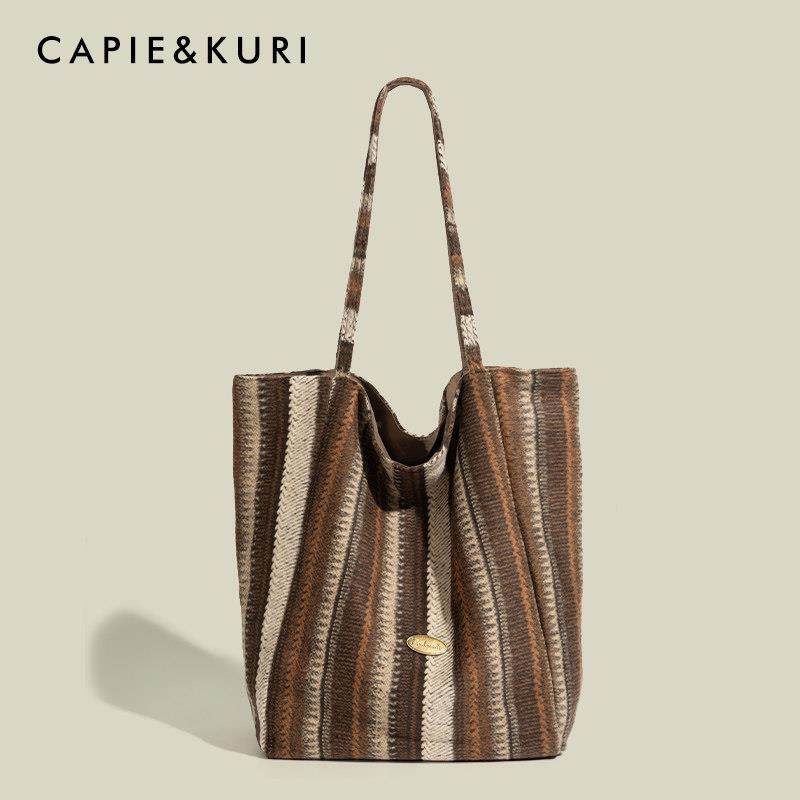 【天锚国际】韩式毛线条纹女孩手提袋2026新款大容量腋窝袋用于工,箱包皮具/热销女包/男包,托特包,淘宝优惠券,粉丝福利购,淘宝优惠卷