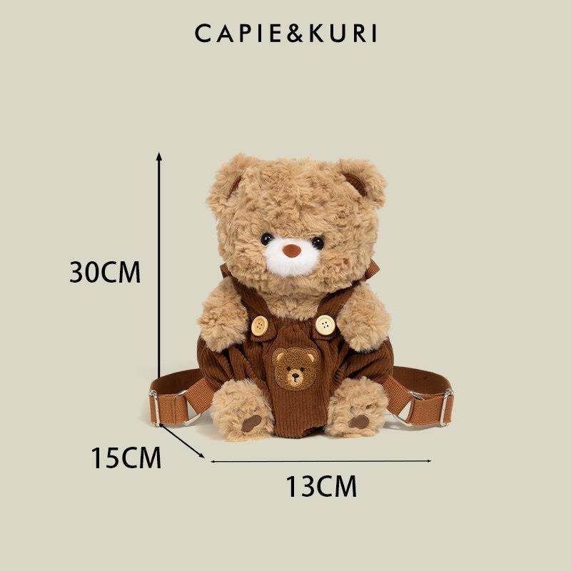 【天锚国际】可爱背带裤泰迪小熊双肩包生日礼物送闺蜜毛绒玩偶背,箱包皮具/热销女包/男包,双肩背包,淘宝优惠券,粉丝福利购,淘宝优惠卷