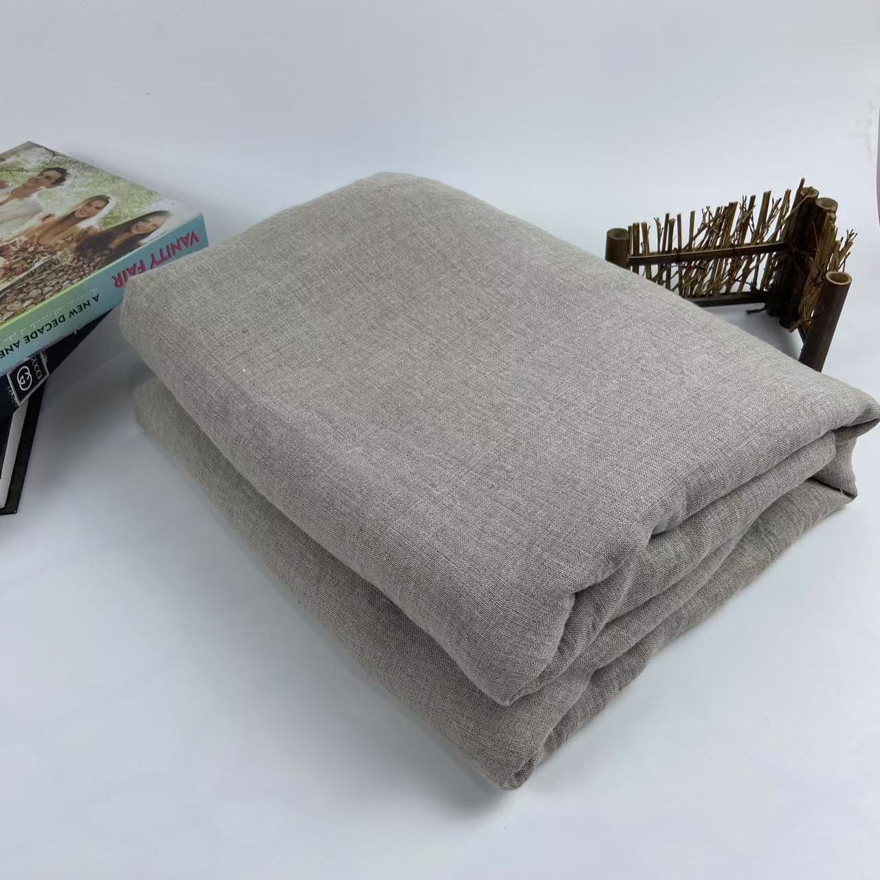 代代相传:牛货毯王 100%汉麻双雨露休闲毯高支高密72*76包边盖毯