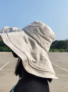 100%汉麻雨露麻大帽檐防晒防紫外线遮阳帽透气抗菌休闲出门渔夫帽