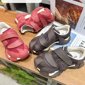 实体同款！2025新款厚底老爹鞋女网面透气休闲鞋拼色魔术贴运动鞋